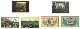 Banknoten, Deutschland / Germany, Lots und Sammlungen. Burgwirt Rudelsburg bei Bad Kösen 50 Pfennig ND(1921). Schleswig-Holstein, Burg auf Fehmarn 50,...