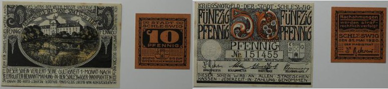 Banknoten, Deutschland / Germany, Lots und Sammlungen. Notgeld der Stadt Schlesw...