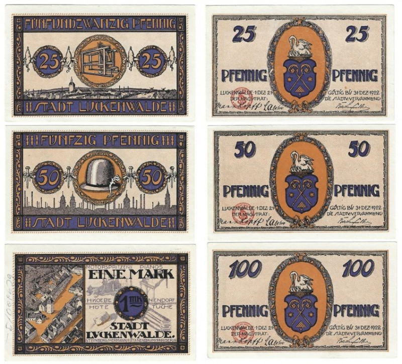 Banknoten, Deutschland / Germany, Lots und Sammlungen. Stadt Luckenwalde. 25, 50...