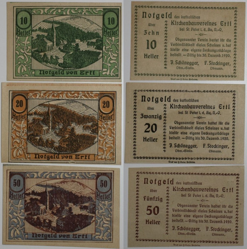 Banknoten, Österreich / Austria, Lots und Sammlungen. Notgeld Ertl, Kirchenbauve...