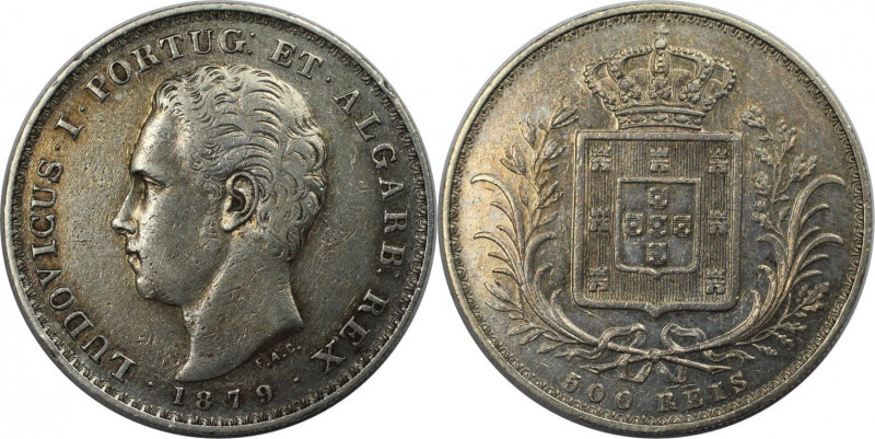 Europäische Münzen und Medaillen, Portugal. Ludwig I. 500 Reis 1879. Silber. KM ...