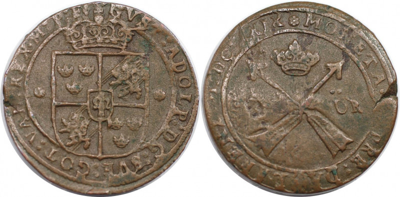 Europäische Münzen und Medaillen, Schweden / Sweden. Gustav II Adolf. 1 Öre 1629...