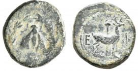 JONIA, Efesos. Calco. (Ae. 2,24g/16mm). 202-133 a.C. (SNG Copenhagen 299). Anv: Abeja dentro de corona de laurel. Rev. Ciervo estante a derecha, detrá...