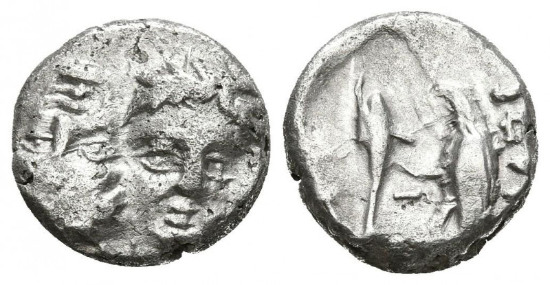 MOESIA, Istros. Dióbolo. (Ar. 1,26g/11mm). 400-350 a.C. (SNG Copenhagen 20). Anv...