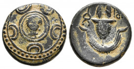 REYES DE MACEDONIA, Filipo III Arrhidaios. Ae16. (Ae. 3,84g/16mm). 323-317 a.C. Ceca incierta del oeste de Asia. (Price 2803). Anv: Caebza de Heracles...