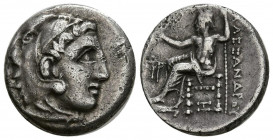 REYES DE MACEDONIA, Alejandro III el Grande. Dracma. (Ar. 4,04g/17mm). 310-301 a.C. Colofón. (Price 1534). Anv: Cabeza de Hércules a derecha con piel ...
