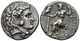 REYES DE MACEDONIA, Filipo III Arrhidaios. Tetradracma. (Ar. 15,74g/25mm). 323-317 a.C. Salamis. (Price P129). Anv: Cabeza de Hércules a derecha con p...