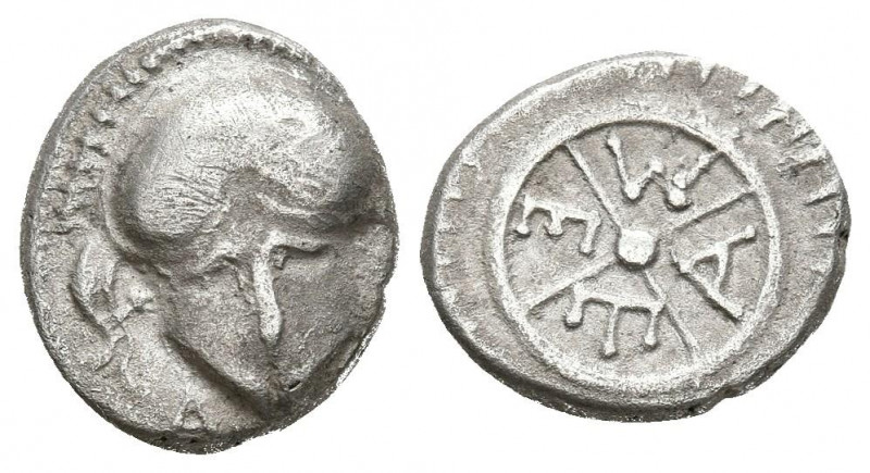 TRACIA, Mesembria. Dióbolo. (Ar. 1,21g/11mm). 450-350 a.C. (Seaby 1673). Anv: Ca...