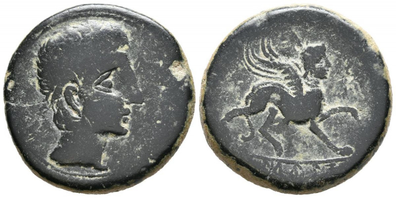 CASTULO (Cazlona, Jaén). As. (Ae. 19,12g/29mm). 180 a.C. (FAB-695). Anv: Cabeza ...