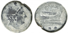 ACUÑACIONES ANONIMAS. Doble Uncia. (Ae. 22,27g/30mm). 217-215 a.C. Roma. (Crawford 38/5). Anv: Cabeza de Mercurio con casco a derecha, encima dos punt...