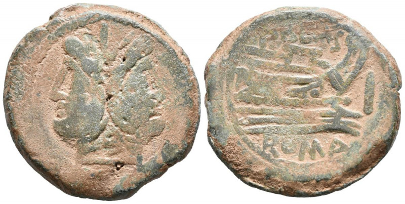 GENS CORNELIA. As. (Ae. 21,16g/33mm). 170-158 a.C. Roma. (Crawford 189/1). Anv: ...