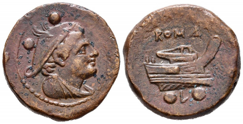 GENS LUCERIA. Sextans. (Ae. 15,29g/25mm). 214-212 a.C. Roma. (Crawford 43/4). An...