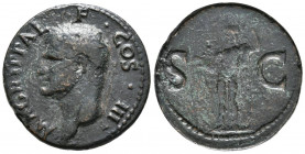 AGRIPA I. As. (Ae. 10,60g/28mm). 37-41 d.C. Roma. (RIC 58). Anv. Cabeza laureada de Agripa a izquierda, alrededor leyenda: AGRIPPA L F COS III. Rev: N...