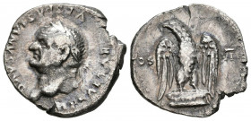 VESPASIANO. Denario. (Ar. 2,78g/18mm). 76 d.C. Roma. (RIC 848). Anv: Cabeza laureada de Vespasiano a izquierda, alrededor leyenda: IMP CAESAR VESPASIA...