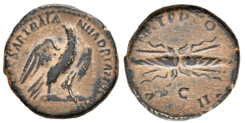 ADRIANO. Cuadrante. (Ae. 3,49g/19mm). 121-122 d.C. Roma. (RIC 625). Anv: Aguila ...