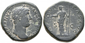 ADRIANO. Sestercio. (Ae. 31,01g/31mm). 134-138 d.C. Roma. (RIC 743). Anv: Cabeza laureada de Adriano a derecha, alrededor leyenda: HADRIANVS AVG COS I...