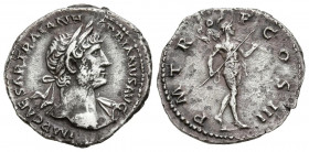 ADRIANO. Denario. (Ar. 2,84g/18mm). 121 d.C. Roma. (RIC 67). Anv: Busto laureado de Adriano a derecha con drapeado sobre hombro izquierdo, alrededor l...