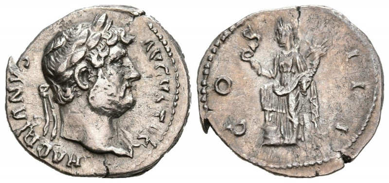 ADRIANO. Denario. (Ar. 3,26g/19mm). 124-128 d.C. Roma. (RIC 173var). Anv: Cabeza...