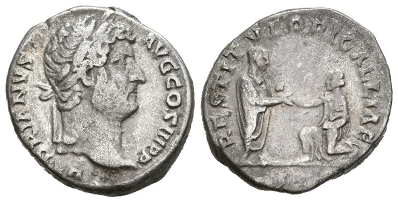 ADRIANO. Denario. (Ar. 3,57g/17mm). 134-138 d.C. Roma. (RIC 324). Anv: Busto lau...
