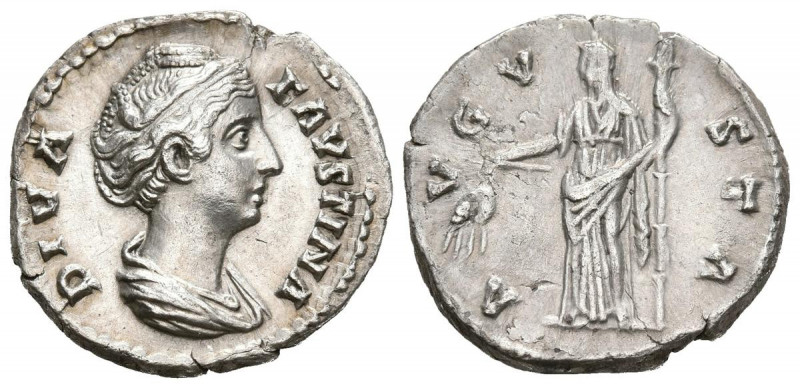 FAUSTINA I. Denario. (Ar. 2,75g/18mm). 140-141 d.C. Roma. (RIC 360). Anv: Busto ...