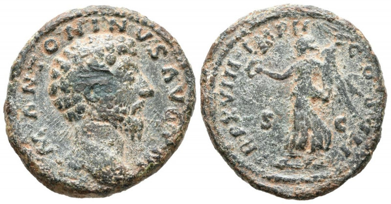 MARCO AURELIO. As. (Ae. 11,00g/27mm). 164 d.C. Roma. (RIC 884). Anv: Cabeza de M...