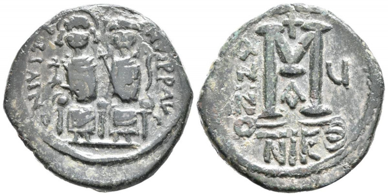 JUSTINO II y SOFIA. Follis. (Ae. 13,65g/30mm). 565-578 d.C. Nicomedia. (Seaby 36...