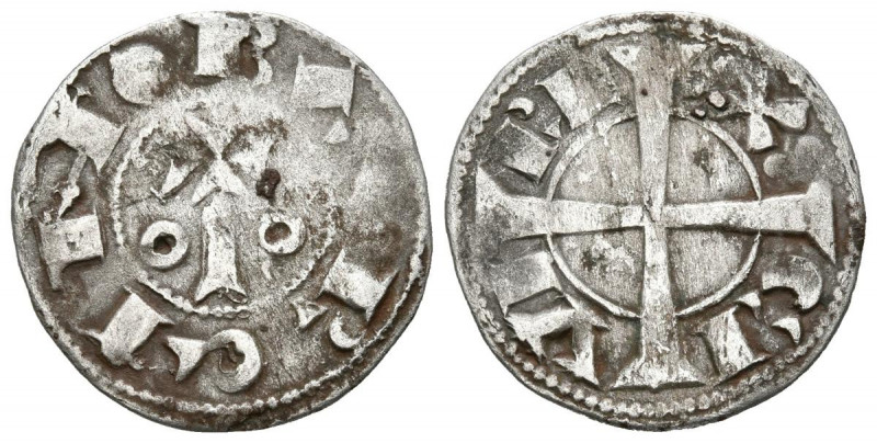 ALFONSO I (1162-1196). Dinero. (Ve. 1,28g/18mm). Cataluña. (Cru.V.S. 296). Anv: ...