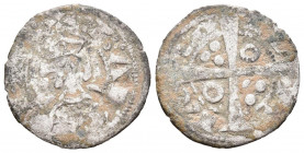 JAIME I (1213-1276). Dinero. (Ve. 0,76g/17mm). Barcelona. (Cru.V.S. 308). Anv: Busto coronado de Jaime I a izquierda, alrededor leyenda: BARQVINO. Rev...