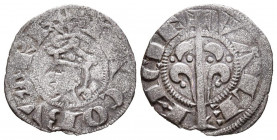 JAIME I (1213-1276). Dinero. (Ve. 0,60g/16mm). Valencia. (Cru.V.S. 316). Anv: Busto coronado de Jaime I a izquierda dentro de gráfila, alrededor leyen...