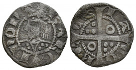 JAIME II (1291-1327). Dinero (Ve. 0,86g/16mm). Barcelona. (Cru.V.S. 340). Anv: Efigie coronada de Jaime II a izquierda, alrededor leyenda: BARQVINONA....