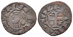 ALFONSO I DE ARAGÓN (1109-1126). Dinero (Ve. 0,92g/17mm). S/D. Toledo (FAB-23). Anv: cabeza a izquierda. Leyenda: ANFVS REX. Rev: cruz patada con estr...