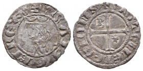 SANCHO IV (1284-1295). Seisén. (Ve. 0,56g/17mm). Burgos. (FAB-308). Anv: busto coronado a izquierda. Leyenda: SACCII REX. Rev: cruz patada con B y est...