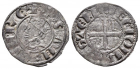 SANCHO IV (1284-1295). Seisén. (Ve. 0,76g/16mm). León (FAB-311.1). Anv: busto coronado a izquierda. Leyenda: SACCII REX. Rev: cruz patada con estrella...