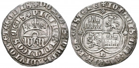 JUAN I (1379-1390). Real (Ar. 3,49g/26mm). Burgos. (FAB-537). Anv: IOHN coronadas, alrededor leyenda en dos líneas: DOMINVS MICHI ADIVTOR ET EGO DISPI...