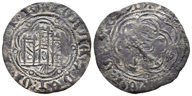 JUAN II (1406-1454). Blanca. (Ve. 2,67g/22mm). Coruña. (FAB-626). Anv: castillo ...