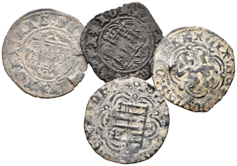 JUAN II (1406-1454). Conjunto de 4 Blancas de las cecas de Burgos y cuenca. A EX...