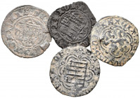 JUAN II (1406-1454). Conjunto de 4 Blancas de las cecas de Burgos y cuenca. A EXAMINAR.