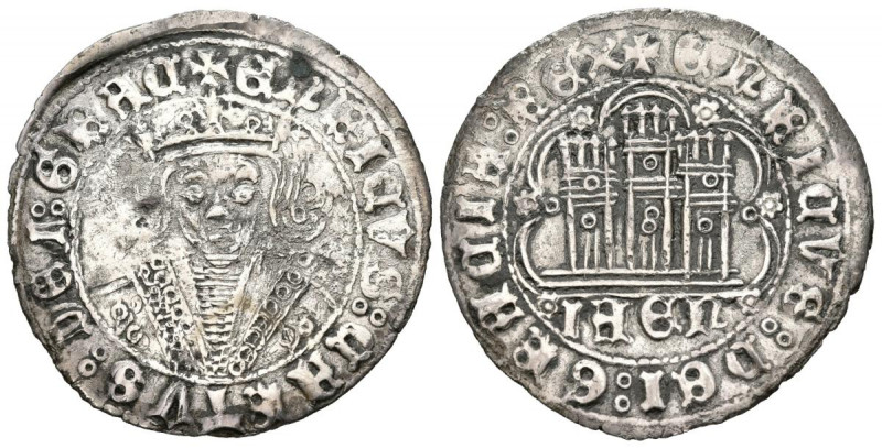 ENRIQUE IV (1399-1413). Cuartillo (Ve. 2,85g/28mm). Jaén. (FAB-746). Anv: Busto ...