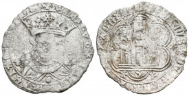 ENRIQUE IV (1454-1474). Cuartillo (Ve. 2,21g/26mm). Sevilla. (FAB-755.8). Anv: Busto coronado del rey de frente con ramas de granado a ambos lados den...