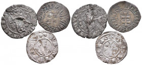 Bonito e interesante conjunto formado por 3 vellones diferentes de Alfonso VIII, Juan I y Pedro IV (dineros y blanca). Diferentes estados de conservac...