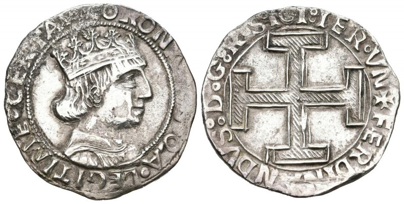 FERNANDO I DE NÁPOLES ( (1458-94). 1 Cornado (Ar. 3,84g/25mm). Nápoles. (Cru V.S...