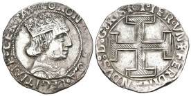 FERNANDO I DE NÁPOLES ( (1458-94). 1 Cornado (Ar. 3,84g/25mm). Nápoles. (Cru V.S. 1011). Anv: Busto de Fernando I coronado a izquierda sin marca de ce...