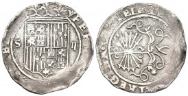 REYES CATÓLICOS (1474-1504). 2 Reales (Ar. 6,63g/30mm). S/D. Sevilla. (Cal-2019-516). Estrella en reverso. MBC.