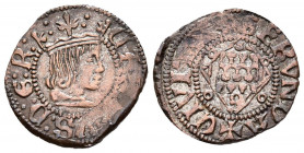 CARLOS I (1516-1556). Diner (Ae. 0,96g/16mm). S/D (1553). Gerona. (Cal-2019-6). Busto a derecha y G sobre escudo. MBC+. Limpiada.