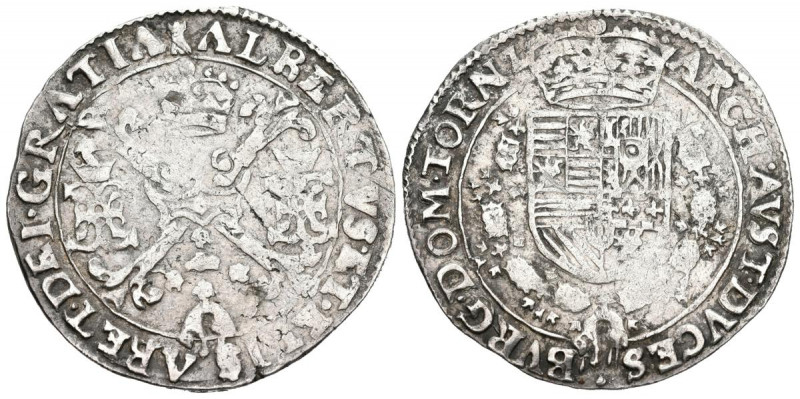 ALBERTO E ISABEL (1598-1621). 1/4 Patagon. (Ar. 7,04g / 30mm). S / D. Tournai. (...