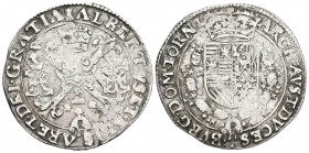ALBERTO E ISABEL (1598-1621). 1/4 Patagon. (Ar. 7,04g / 30mm). S / D. Tournai. (Vicenti 273). MBC.