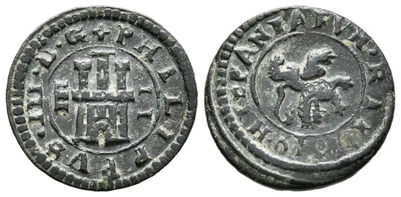 FELIPE III (1598-1621). 2 Maravedís. (Ae. 1,83g/16mm). 1619. Segovia. (Cal-2019-...