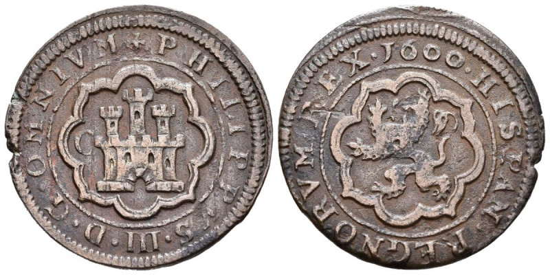 FELIPE III (1598-1621). 4 Maravedís. (Ve. 6,56g/28mm). 1600. Segovia C. (Cal-201...