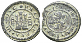 FELIPE III (1598-1621). 4 Maravedís. (Ae. 2,69g/20mm). 1618. Segovia. (Cal-2019-268). MBC+. Final de riel.