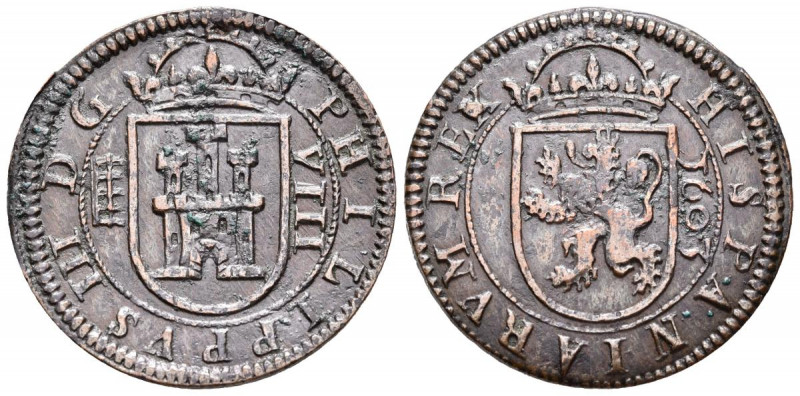 FELIPE III (1598-1621). 4 Maravedís. (Ae. 5,71g/28mm). 1603. Segovia. (Cal-2019-...